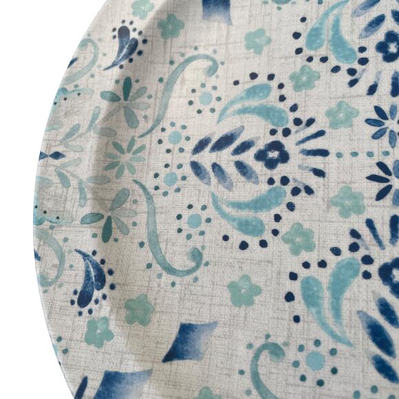 ACADIA HOME Melamine 10.5" Dinner Plates Set 4 Blue Teal White Iznik Print NEW - Picture 4 of 10